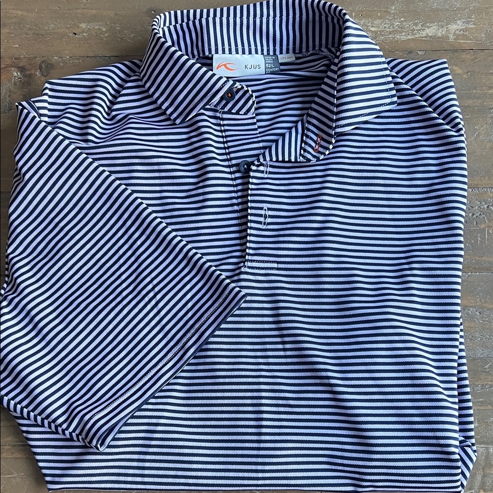 KJUS Men's Striped Polo Shirt - Navy and Lavender